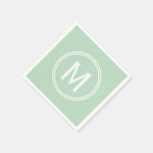 モダン ミントグリーン カスタム ラウンド フレーム モノグラム スタンダードカクテルナプキン (角)