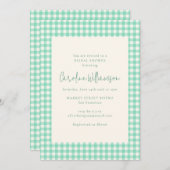 モダン ミントグリーン ギンガム プライド ブライズシャワー 招待状 (正面/裏面)