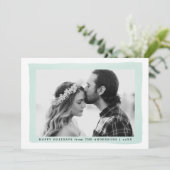 モダン ミント ウォーターカラー フレーム フォト シーズンカード (スタンド正面)