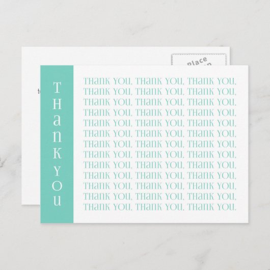 モダン ミント&ホワイトの感謝メッセージ ポストカード (正面/裏面)