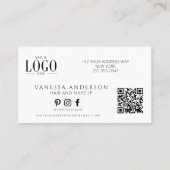 モダン メイクアップ アーティスト ヘアスタイリスト ロゴ QR 写真 名刺 (裏面)