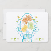 モダン メイソンジャー コーラルイエロー ライム フラワーズ ウェディング 招待状 (裏面)