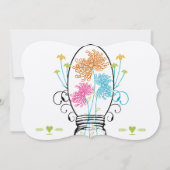 モダン メイソンジャー ピンク オレンジ ライム フラワー ウェディング 招待状 (裏面)