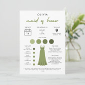 モダン メイド オブ オナー ブライダル パーティー 情報カード 招待状 (スタンド正面)