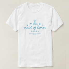 モダン メイド オブ オナー ブルー スクリプト レイク バチェラー Tシャツ