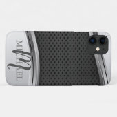 モダン メタリック シルバー ブラック モノグラム Case-Mate iPhoneケース (裏面(横))