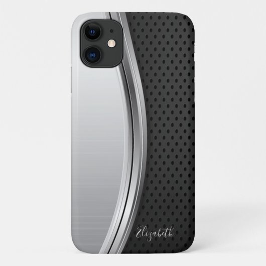 モダン メタリック シルバー ブラック Case-Mate iPhoneケース (裏面)