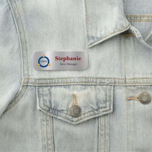 モダン メタリック シルバー ブラッシュド マグネット 会社名 N 名札 (インサイチュ)