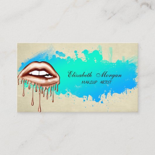 モダン メタリック ドリッピング リップス - メイクアップアーティスト 名刺 (正面)