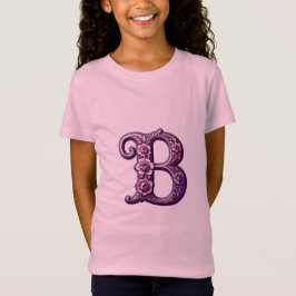 モダン メタリック ローズマリング レター B, ピンク/パープル Tシャツ