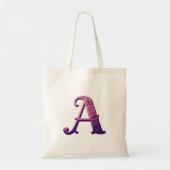 モダン メタリック ローズメーランギング Letter A ピンク/パープル トートバッグ (正面)