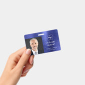 モダン メタル ネイビーブルー 会社 写真 ID バッジ (手持ち)