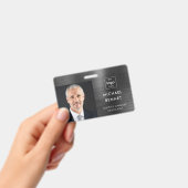 モダン メタル ブラック 企業写真付きID バッジ (手持ち)