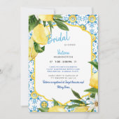 モダン メディテレーニアンブルー&レモンII ブライダル 招待状 (正面)
