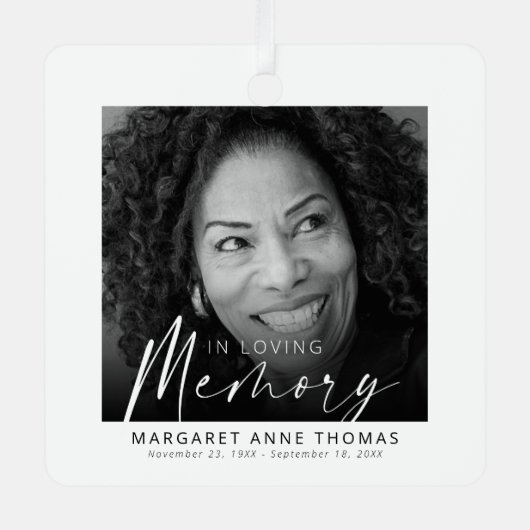 モダン メモリアル フォト クリスマス ツリー メタルオーナメント (正面)