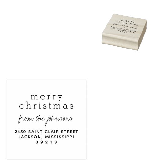 モダン&メリーエレガントクリスマスの挨拶の家族 ラバースタンプ (押印)