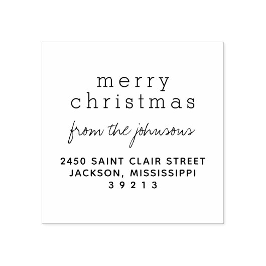 モダン&メリーエレガントクリスマスの挨拶の家族 ラバースタンプ (インプリント)