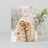 モダン メリークリスマス エレガント 1 フォト タイポグラフィ 箔シーズンカード (立ち正面)