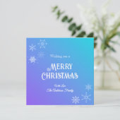 モダン メリークリスマス スノーフレーク パープルターコイズ シーズンカード (スタンド正面)