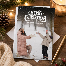 モダン メリークリスマス ホワイトスクリプト オーバーレイ 写真 シーズンカード