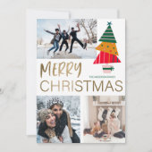 モダン メリークリスマス 写真 & ツリー ノートカード (正面)