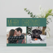 モダン メリークリスマス 写真 箔シーズンカード (立ち正面)