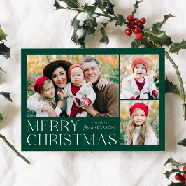 モダン メリークリスマス 4 枚フォトコラージュ シーズンカード
