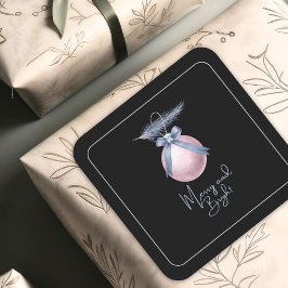 モダン メリー アンド ブライト オーナメント クリスマス パステル スクエアシール