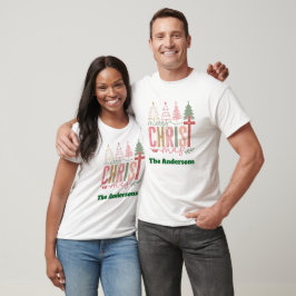 モダン メリー クリストマス ファミリーネーム マッチング Tシャツ