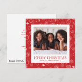 モダン メリー | レッド | スクエア | フォト シーズンカード (正面/裏面)