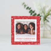 モダン メリー | レッド | スクエア | フォト シーズンカード (スタンド正面)