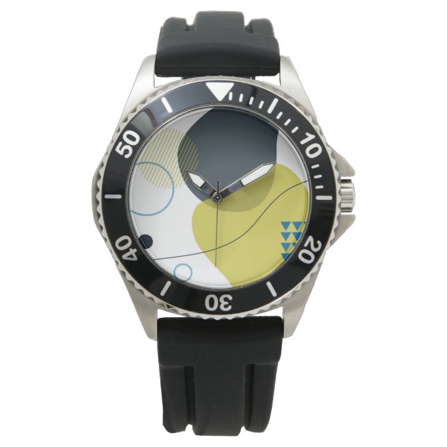 モダン，メンフィスカッコいい,ユニーク,トレンディーイラストレーション 腕時計 (正面)