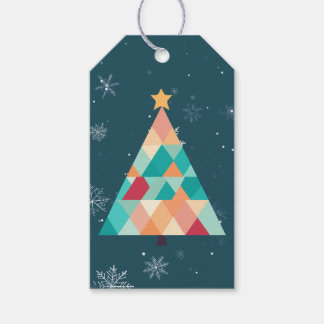モダン モザイク クリスマスツリー ギフトタグ
