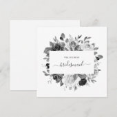 モダン モノクローム ホワイト フローラル ブライズメイド ウェディング 招待状 (正面/裏面)