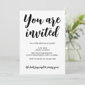 モダン モノクロ 汎用パーティー ブラック テキスト 招待状 (スタンド正面)