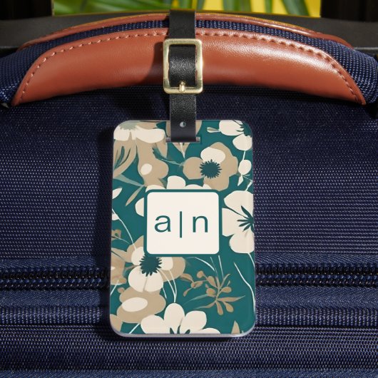 モダン モノグラムの野の花の荷物タグ ラゲッジタグ (正面インサイチュ2)