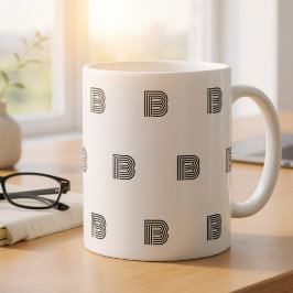 モダン モノグラムイニシャル パターン ミニマル コーヒーマグカップ