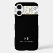 モダン モノグラム かわいい 黒の花柄 Case-Mate iPhoneケース (裏面)