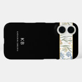 モダン モノグラム かわいい 黒の花柄 Case-Mate iPhoneケース (裏面 (横))