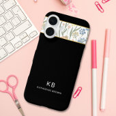 モダン モノグラム かわいい 黒の花柄 Case-Mate iPhoneケース