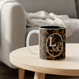モダン モノグラム べっ甲プリント ツートーンマグカップ