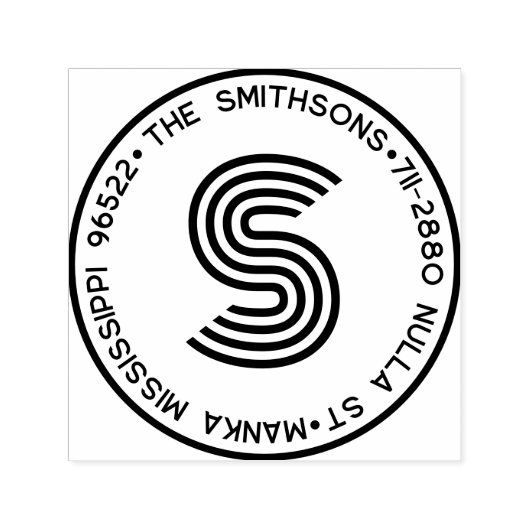 モダン モノグラム オーダーメイド ファミリー ネーム & アドレス セルフインキングスタンプ (デザイン)