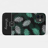 モダン モノグラム グリーンリーフ パターン Case-Mate iPhoneケース (裏面(横))