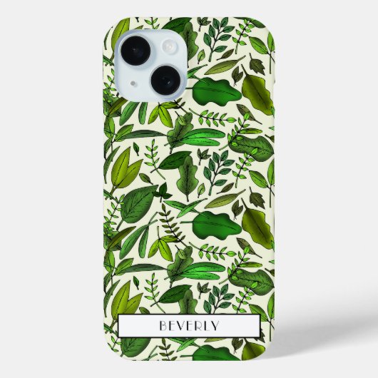 モダン モノグラム グリーン ボタニカル Case-Mate iPhoneケース (裏面)