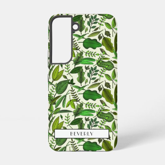 モダン モノグラム グリーン ボタニカル SAMSUNG GALAXYケース (裏面)