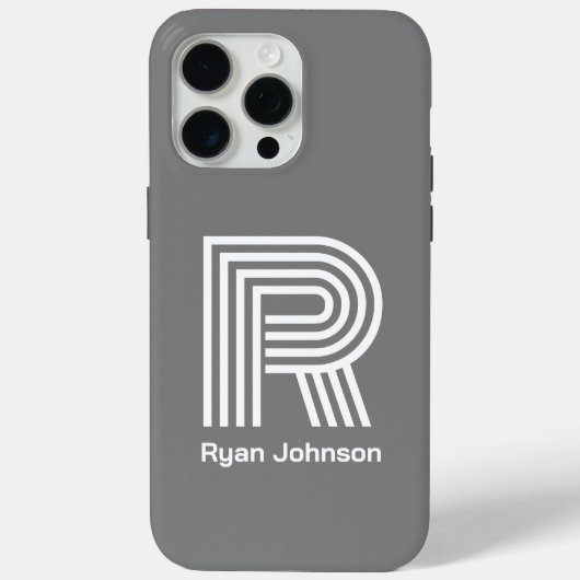 モダン モノグラム グレー Case-Mate iPhoneケース (裏面)