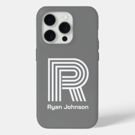 モダン モノグラム グレー iPhone 15 PROケース
