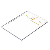 モダン モノグラム ゴールド スクリプト カリグラフィー オーダーメイド ノートブック (左側)