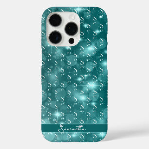 モダン モノグラム スパークル オーシャンブルー iPhone 16 PROケース