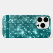 モダン モノグラム スパークル オーシャンブルー Case-Mate iPhoneケース (裏面 (横))